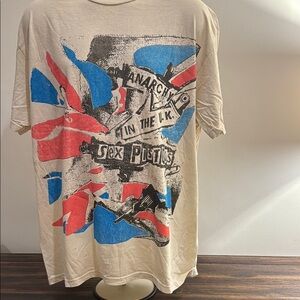 Sex Pistols Graphic T-Shirt - Cream, Red, Blue over sized tee